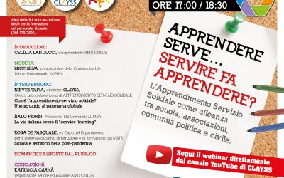 20 maggio webinar gratuito: “Apprendere serve… Servire fa apprendere?”